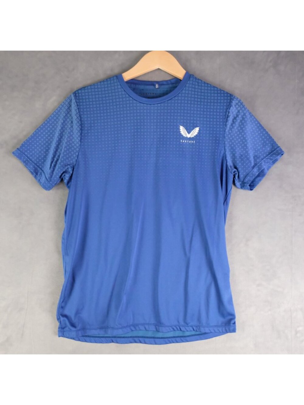 Castore Shirt Mens Small Blue Check Logo Athletic Short Sleeve Aertek Gym